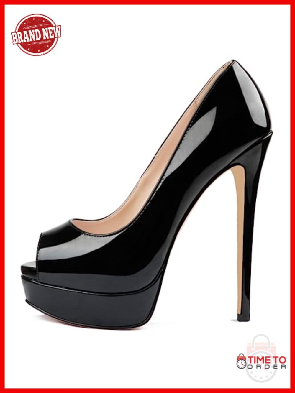 Women's Platform Stiletto Peep Toe Pumps 6 Inch Heels Faux Leather